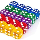 20 Stück Polyedrische Würfel D6 Würfel Spielwürfel aus Acryl 14 mm 16 mm Bunter Würfel Mehrfarben Würfel Set Würfel für Würfelspiele Tischspiele 5 Farben (1.6mm)