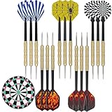 SUQ 15 Stück Dartpfeile, 14 Gramm Metallspitze Steel Darts Set, Profi Steel Darts Aluminium Schaft, für Aufnahmeraum, Mann Höhle, Bar und Spielzimmer, Anfänger Heimgebrauch, Dart-Spieler
