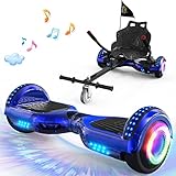 GeekMe 6.5' Hoverboards mit Sitz,Hoverboards und Kart für Kinder,Hoverboards mit Bluetooth-Lautsprecher,Schöne LED-Leuchten,Geschenk für Kinder