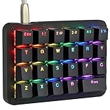 Koolertron Einhand Mini Tastatur, Mechanische Gaming Tastatur mit 23 Voll Programmierbaren Tasten, Gaming Tastatur für Windows Mac Schreibkraft PC Gamer (Black/RGB Backlit/Red switches)