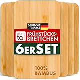 Blumtal Frühstücksbrettchen 6er Set aus Bambus - 22x14x0,8 cm Frühstücksbretter Holz - antibakterielles Holzbrettchen - Frühstücksbrettchen Holz - Brotzeitbrett - Schneidebrett Holz - Holz Vesperbrett