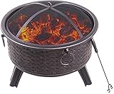 ZJFHEYUO Feuerstelle für draußen, Holzfeuerstelle mit Funkenschutz, Feuerstelle aus Stahl, Feuerstellen für draußen, Lagerfeuer, Party, Grillen