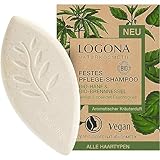 LOGONA Naturkosmetik Festes Haarshampoo für natürlich gesundes Haar, Shampoo Bar mit veganer Formel aus Bio Hanf und Bio Brennnessel, Wie Haarseife, 1 x 60 g