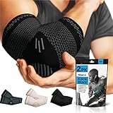 POWERLIX Ellenbogenbandage 2 Stücke, Kompression Ellenbogen Bandage für Damen & Herren, für Tennisarm, Golferarm, Sport, Arthritis, Sehnenentzündung, Gelenkschmerzen, Schwarz, L