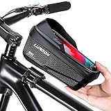 LUROON Fahrradhalterung Handy Halterung Halter Wasserdicht Fahrradlenker Tasche Fahrradtasche mit Regenhaube Fahrrad Rahmentasche Lenkertasche Handytasche für Smartphone bis zu 6.9 Zoll (Grau)