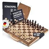 FALKENWERK Magnetisches Schachspiel Holz [38x38 cm] - Handgefertigtes Schachbrett aus Echtholz - Hochwertiges Schach Brett inkl. Anleitung & Tipps - Klappbares Chess Board mit Tragegriff