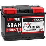 LANGZEIT Starter Serie 12V 44Ah - 105Ah Autobatterie Starterbatterie, KFZ PKW Batterie (60Ah)