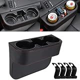 Ruucy Auto Getränkehalter Becherhalter PU Leder Getränkehalterung Auto Organizer Aufbewahrungsbox für Kaffee, Getränk, Flasche, Milch (mit 4 Stück Auto Haken)