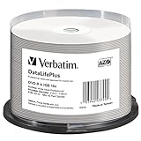 Verbatim DVD-R 16x Wide Inkjet Professional 4.7GB, DataLifePlus, 50er Pack Spindel, DVD Rohlinge bedruckbar, 16-fache Brenngeschwindigkeit & lange Lebensdauer, DVD-R printable, DVD leer