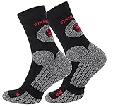 STARK SOUL Trekking Wandersocken für Damen & Herren, 2 Paar Atmungsaktive Gepolsterte Outdoor-Socken (Schwarz, 43-46)