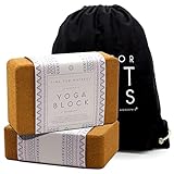 aGreenie Yoga Block aus Kork 100% Naturprodukt / 2er Set/Yogaklotz inkl. Rucksack & Übungsanleitung/Yogablock Kork Größe M 7,5x15x23cm