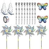 17 Stücke Vogelabwehr Windrad,Reflektierende Vogelschreck Set,Windspirale Vogelschreck,Taubenabwehr Windrad,Windspirale Vogelabwehr,Windspirale Vogelschreck zum Schutz von Gärten,Höfen,Obstgärten