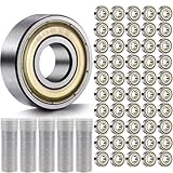 Cerkkapo 50 Stück 608 ZZ Kugellager, 8mm x 22mm x 7mm Kugellager 608, 608ZZ Kugellager Kohlenstoffstahl Metall Double Shielded Miniatur Rillenkugellager für Skateboard Roller Inline Skates