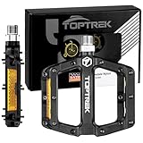 toptrek Fahrradpedale mit StVZO Reflektoren, Pedale Fahrrad Nylon Composite Flatpedale, 3 Bearing rutschfest MTB Pedale, 9/16 Zoll Fahrrad Pedalen Set für Rennrad/Mountainbike/Trekking/E-Bike