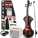 Pyle Elektrische Geige 4/4 – Electric Violin, E Violine 4/4 für Geiger, E Geige mit Geigen Zubehör, inkl. Violinen Koffer, Geigen Tuner & Geigenbogen, Perfekt um Geige zu lernen & als Geschenk, Keman