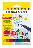 Eberhard Faber 550022 - Colori Window Marker in 8 Farben, Fenster-Malstifte inkl. 3 Schablonen, Filz-Stifte mit weichem Farbabstrich, im Kartonetui, Farb-Stifte zum Malen auf Fenstern