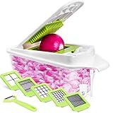 Gemüseschneider, multifunktional, 12 Stück, Gemüseschneider, manuell, Multifunktions-Gemüsehobel, Würfel, Zwiebelschneider, schnell und gleichmäßig