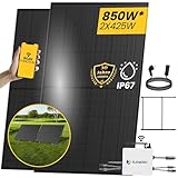 EPP Solar® 850W Balkonkraftwerk 800W komplett Steckdose - Inklusive Halterung - Balkonkraftwerk 800 Watt upgradebarer Wechselrichter 600W/800W (850W Balkonkrafwerk)