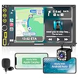 [Upgrade] Drahtloses A-pple CarPlay & Android Auto Autoradio 2 Din, 7-Zoll Digital Media-Receiver, Doppel Din Radio mit Bildschirm, Rückfahrkamera, Mirror Link, RDS/FM/AM/Phone GPS Navi, SWC, Typ-C