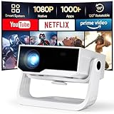 Wielio GC06C Smart Beamer Eingebaute Apps, Native 1080P 4K unterstützt, WiFi 6 & Bluetooth 5.2, Geringe Lüftergeräusche (