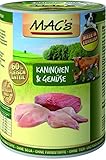 MACs Dog Kaninchen & Gemüse | 6 x 400 g | Alleinfuttermittel für Hunde | getreidefreies Nassfutter mit Gemüse | ohne Soja, Farbstoffe, Tier- und Knochenmehl | Mit 60% Fleischanteil