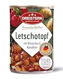 DREISTERN Letschotopf 400g I Mit Kartoffeln & Würstchen I Herzhaftes Fertiggericht in recyclebarer Konservendose I Lange Haltbarkeit dank natürlicher Konservierung I Hausmacher Qualität