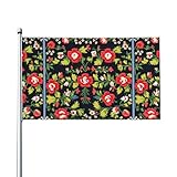 Ukrainische Stickerei-Stil Rose Druck Outdoor-Flagge für Terrasse, Rasen, Party-Dekoration, zeigen Sie stolz Ihren Stil