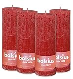 BOLSIUS - Rustikales Licht - Rot - 19cm - 4 Stück - Valentinstag