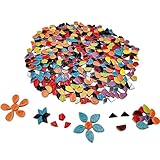 BTMIEY 500 g zufällige Keramik-Mosaikfliesen, DIY Kreative Keramik-Mosaikfliesen für DIY Bastelteller, Blumentöpfe, Vasen, Tassen, Mosaikzubehör (8 Größen)