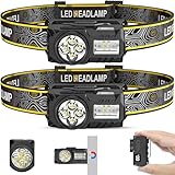 【2 Stück】 Stirnlampe LED Wiederaufladbar Kopflampe Rotlicht, Superhell 2000 Lumen 17 Stunden Laufzeit 7 Modi IPX5 Wasserdichte Headlamp, USB Aufladbar Stirnlampen für Camping Survival Angeln Wandern