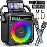 Karaoke Maschine für Erwachsene – Tragbare Anlage mit 2 Mikrofonen, Bluetooth/TF/USB/AUX/TWS, Lautsprecher & Mikrofon Kinder, Familie & Freunde