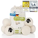 Feluna® Öko Trocknerbälle XXL 6er Set 100% Schafswolle für Wäschetrockner - Natürlicher Weichspüler Waschbälle für Daunenen, Baumwolle und vieles mehr