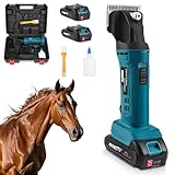 Schermaschine Pferd Kabellose, 500W Akku Pferdeschermaschine für Dickes & Verfilztes Haar | 2x2500mAh Akku | 6 Geschwindigkeiten | 2400 RPM Professionelle Schermaschine Kompatibel mit Makita 18V Akku