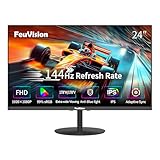 FeuVision 24 Zoll PC Monitor, 144Hz, FHD 1080p, Gaming Monitor, 4ms, IPS, VESA montierbar, Eye-Care, Rahmenlos Bildschirm, Blaulichtfilter, HDMI, DP