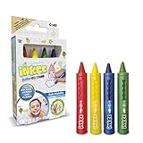 CRAZE INKEE Bath Crayons | Badewannenstifte für Kinder 4 Stück - Abwaschbare Bademalstifte für Keramikoberflächen, Rot, Blau, Grün, Gelb