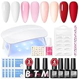 COSCELIA Gel Nagellack Set mit UV Licht 4 Farben Nagellack Set und Base Coat Top Matte Coat Gel mit Nagel Dekoration Basic Tools für Nageldesign
