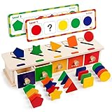 Coogam Montessori Spielzeug Holz Farbform Sortierbox Spiel Geometrisch passenden Blöcke Frühes Lernspielzeug Geschenk für 3 4 5-jährige Kinder