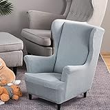 Highdi Kinder Sesselhusse Ohrensessel aus Jacquard, Kindersessel Bezüge Hoher Rücken, Elastischer Elasthan Sesselhusse für Relaxsessel, Fernsehsessel, Lesesessel (Hellblau)