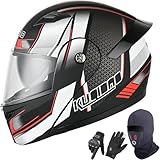 Caimcie Modularer Integral-Klapphelm für Motorräder mit Doppelvisier, zugelassen nach ECE/DOT-Zertifizierung, für Erwachsene, Männer und Frauen F,L=59-60cm