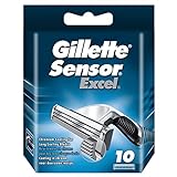 Gillette Sensor Excel Rasierklingen, 10 Ersatzklingen für Nassrasierer Herren mit Doppelklinge
