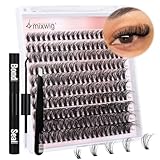 Wimpern Extensions Set Künstliche Wimpern Natürliche DIY Wimpernverlängerung Cluster Wimpern 16MM Individuelle Lashes Kit 40D Nerz Wimpern Fluffy mit Lash Bond und Seal Lash Tweezers