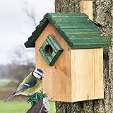 zooprinz Stabiler Nistkasten für Wildvögel/Gartenvögel mit sicherem Schutz gegen Nesträuber – witterungsbe-ständig und langlebig für draußen – 2 Farben zur Wahl - Nistkasten