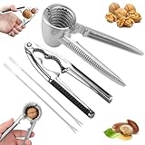 Rierousy Nussknacker Walnüsse 4 er Set, Nußknacker, Walnussknacker mit Rutschfestem Griff, Multifunktionaler Nussknacker Geeignet zum Schälen von Walnüssen, Nüssen, Hummern Usw (4-teiliges Set)