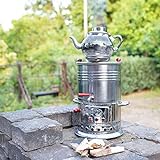 Holzkohlen Samowar Teekocher Edelstahl - 8 Liter - mit Teekanne Outdoor Garten Terrasse Camping