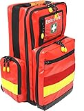 Bexamed Medicus/Pro Notfallrucksack, leer, rote Plane mit gelben Reflexstreifen