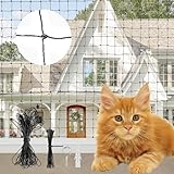 PUWOWYE Katzennetz für Balkon Drahtverstärkt, 4x3m Schutznetz Katzen Fenster, Balkonnetz Katzen Reissfest, Katzengitter für Balkon Fenster Terrasse Tür