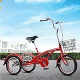Dreirad mit 3 Rädern, 16 Zoll, für Erwachsene, Dreirad für Senioren, Einkaufs- und Lastendreirad mit Korb für Sport, Einkaufen, Picknick, Radfahren, Treten