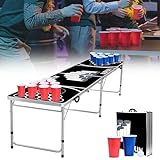 FIVMEN Beer Pong Bierpong Tisch Klappbar Becher Set inkl. 100 Becher und 5 Bälle für Trinkspiele, Partyspiele, Wurfspiele und Classic Party Spiel