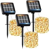 Solar Lichterkette Aussen, 3x12M 120 LED Solarlichterkette Außen Wetterfest 8 Modi IP65 Wasserdicht Solar Lichterkette Outdoor für Balkon Balcony Garten Terrasse Zaun Camping Tor Hof Party Hochzeit