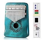 Kalimba Daumenklavier mit 17 Tasten, Mahagoni, tragbar, Mbira Sanza, Musikliebhaber, Geschenk für Kinder, Anfänger, mit Stimmhammer, Klaviertasche, Lernanleitung